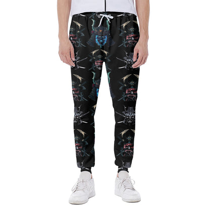 Ghost Samurai Mask Pattern Print Scuba Joggers
