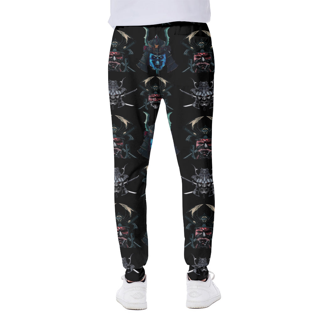 Ghost Samurai Mask Pattern Print Scuba Joggers