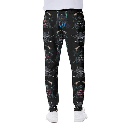 Ghost Samurai Mask Pattern Print Scuba Joggers