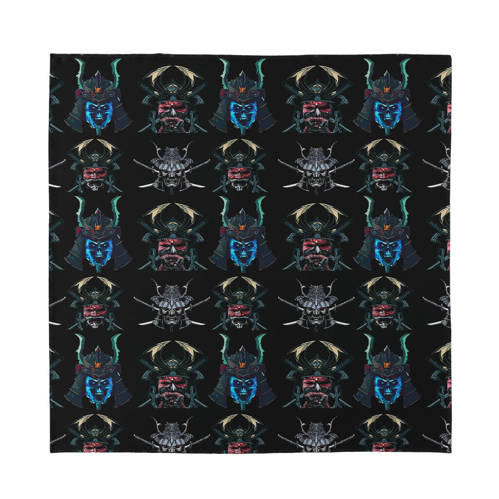 Ghost Samurai Mask Pattern Print Silk Bandana