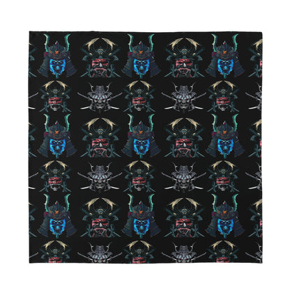 Ghost Samurai Mask Pattern Print Silk Bandana