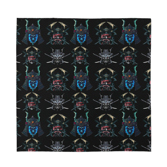 Ghost Samurai Mask Pattern Print Silk Bandana