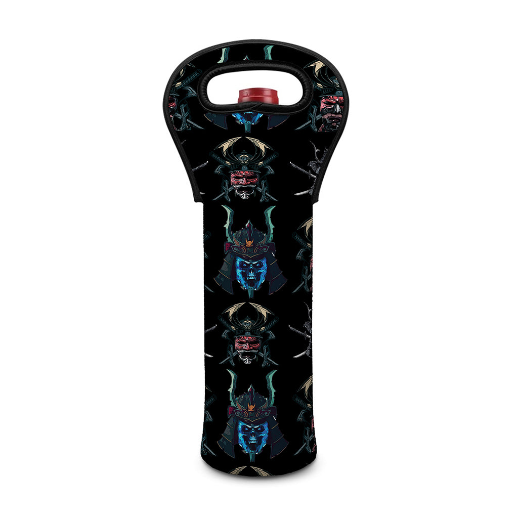 Ghost Samurai Mask Pattern Print Single Neoprene Wine Tote