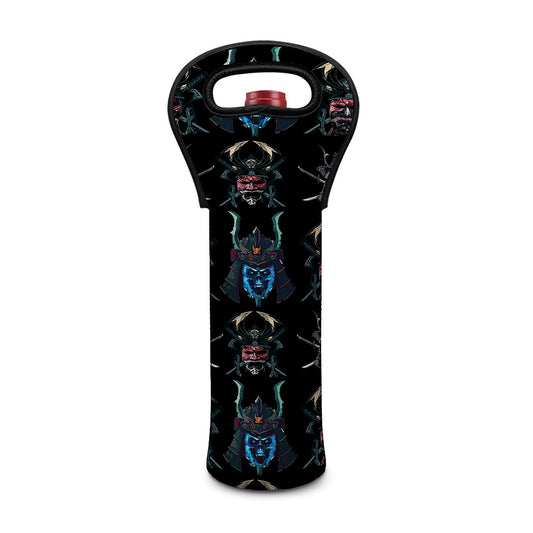 Ghost Samurai Mask Pattern Print Single Neoprene Wine Tote