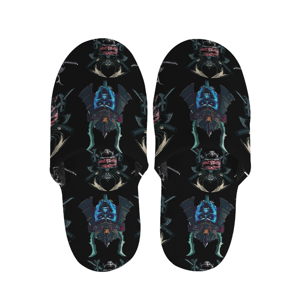 Ghost Samurai Mask Pattern Print Slippers