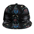 Ghost Samurai Mask Pattern Print Snapback Cap