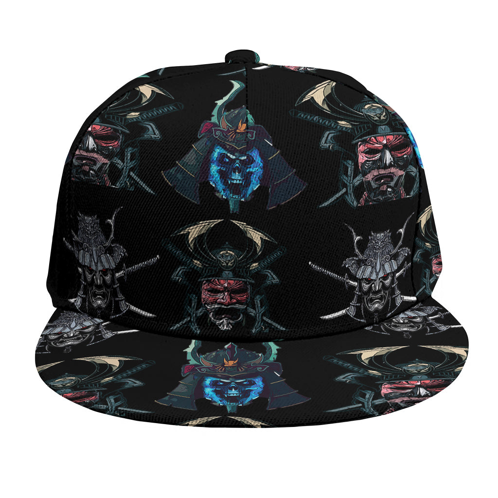 Ghost Samurai Mask Pattern Print Snapback Cap