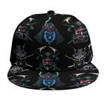 Ghost Samurai Mask Pattern Print Snapback Cap