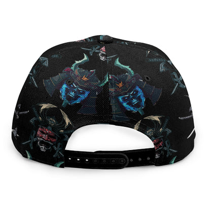 Ghost Samurai Mask Pattern Print Snapback Cap