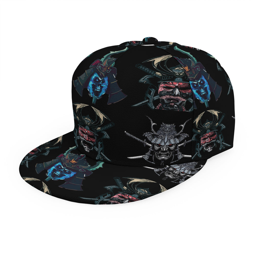 Ghost Samurai Mask Pattern Print Snapback Cap