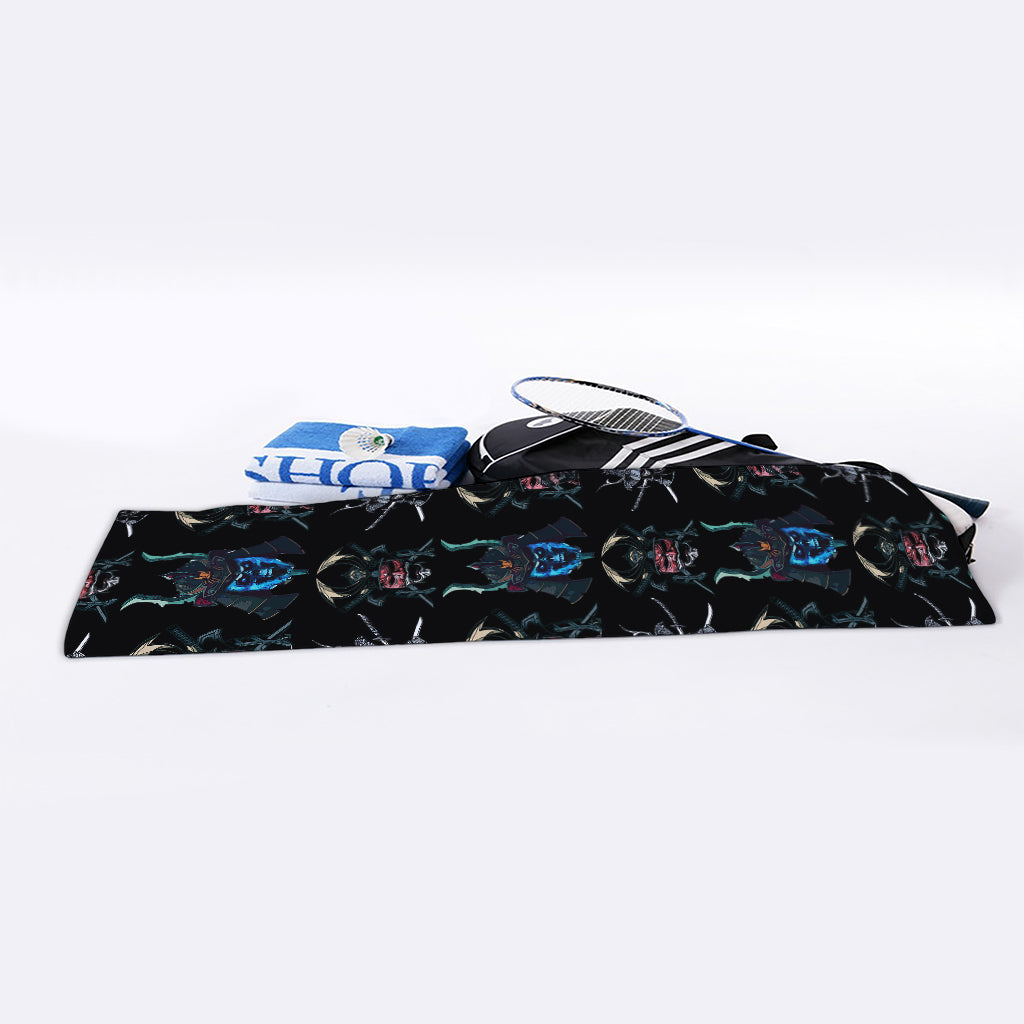 Ghost Samurai Mask Pattern Print Sports Towel