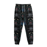 Ghost Samurai Mask Pattern Print Sweatpants