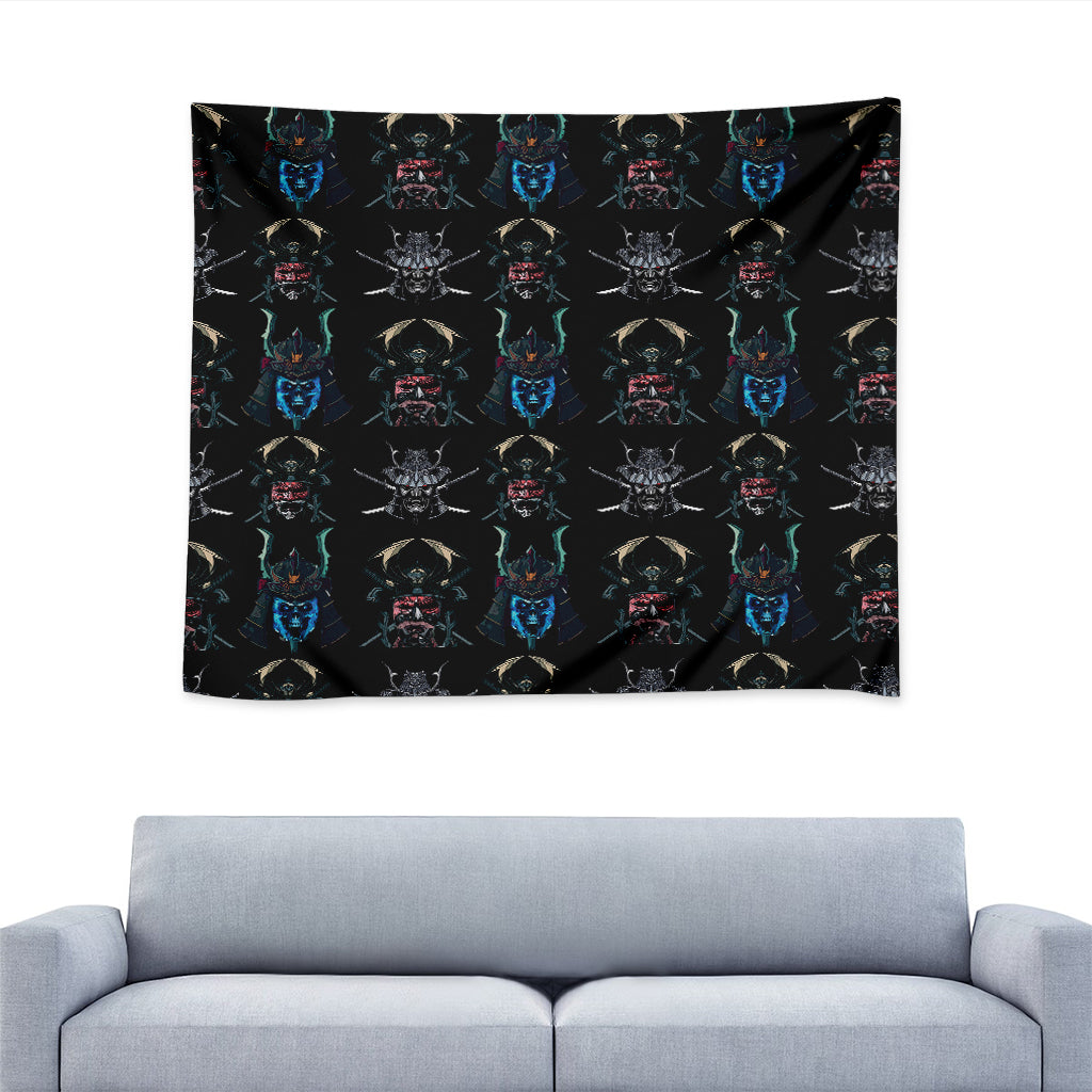 Ghost Samurai Mask Pattern Print Tapestry