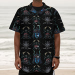 Ghost Samurai Mask Pattern Print Textured Short Sleeve Shirt