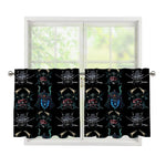 Ghost Samurai Mask Pattern Print Tier Curtains