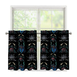 Ghost Samurai Mask Pattern Print Tier Curtains