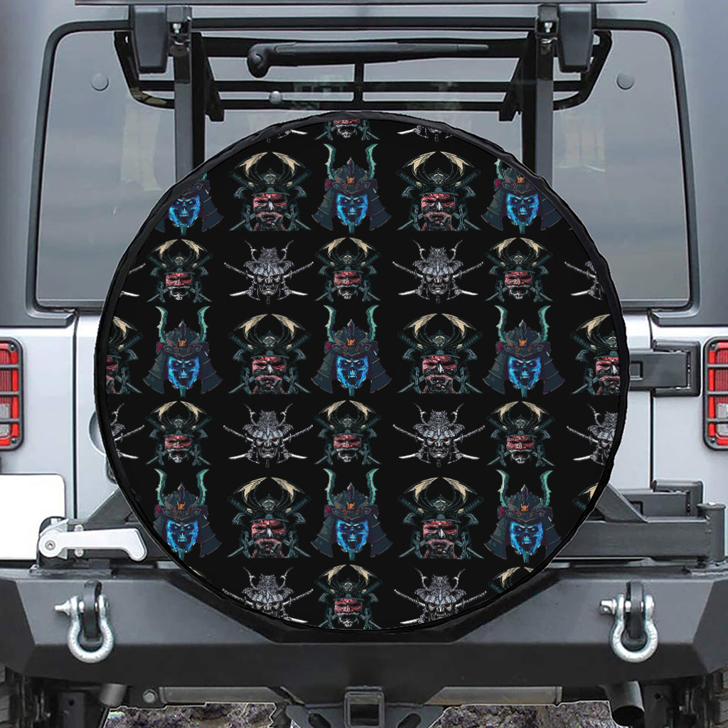 Ghost Samurai Mask Pattern Print Tire Cover