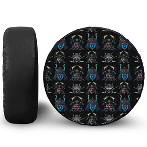 Ghost Samurai Mask Pattern Print Tire Cover