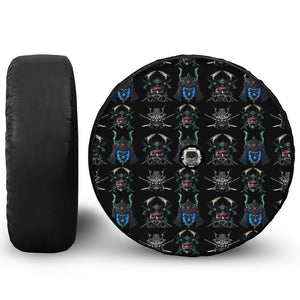 Ghost Samurai Mask Pattern Print Tire Cover With Camera Hole