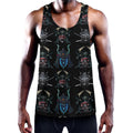 Ghost Samurai Mask Pattern Print Men's Workout Tank Top