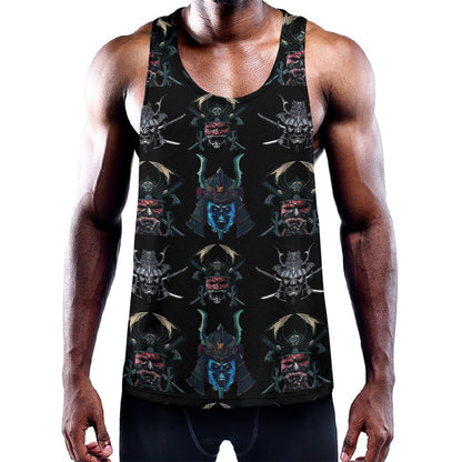 Ghost Samurai Mask Pattern Print Training Tank Top