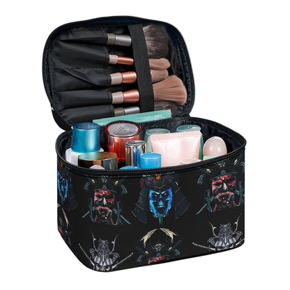 Ghost Samurai Mask Pattern Print Travel Makeup Bag