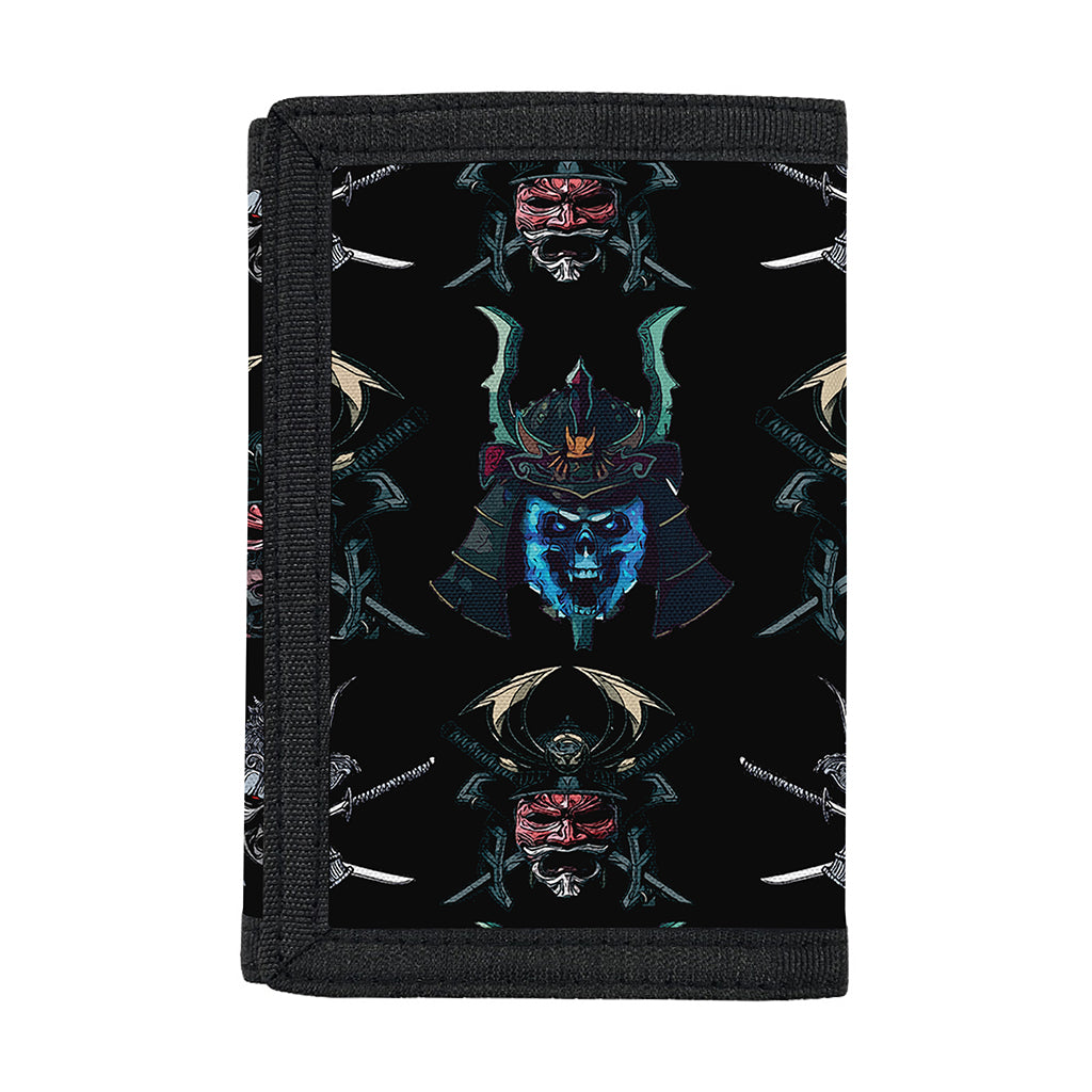 Ghost Samurai Mask Pattern Print Trifold Wallet