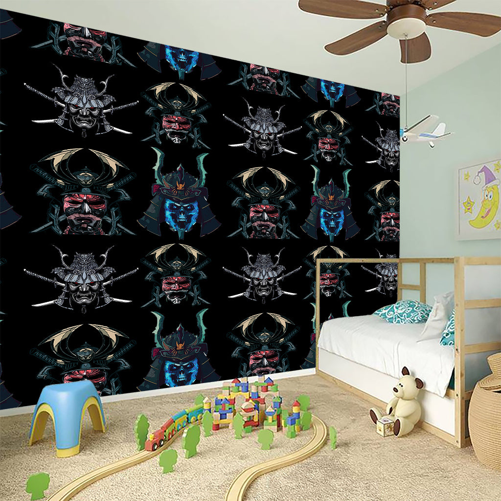 Ghost Samurai Mask Pattern Print Wall Sticker