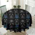 Ghost Samurai Mask Pattern Print Waterproof Round Tablecloth