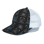 Ghost Samurai Mask Pattern Print White Mesh Trucker Cap