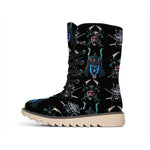 Ghost Samurai Mask Pattern Print Winter Boots
