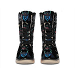 Ghost Samurai Mask Pattern Print Winter Boots