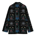 Ghost Samurai Mask Pattern Print Women's Blazer