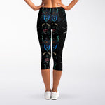 Ghost Samurai Mask Pattern Print Women's Capri Leggings