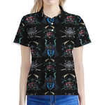 Ghost Samurai Mask Pattern Print Women's Polo Shirt