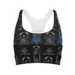 Ghost Samurai Mask Pattern Print Women's Sports Bra