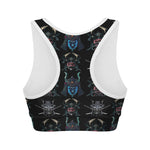 Ghost Samurai Mask Pattern Print Women's Sports Bra