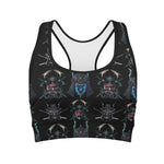 Ghost Samurai Mask Pattern Print Women's Sports Bra
