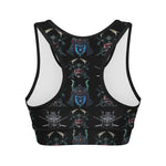 Ghost Samurai Mask Pattern Print Women's Sports Bra