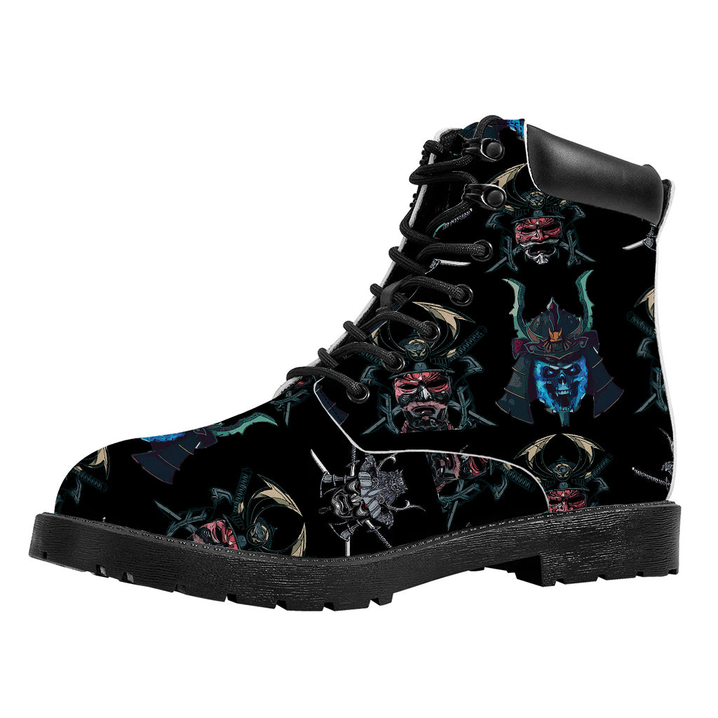 Ghost Samurai Mask Pattern Print Work Boots