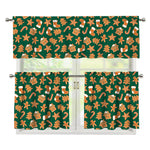 Gingerbread Cookies Pattern Print 3 Piece Kitchen Curtains