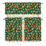 Gingerbread Cookies Pattern Print 3 Piece Kitchen Curtains