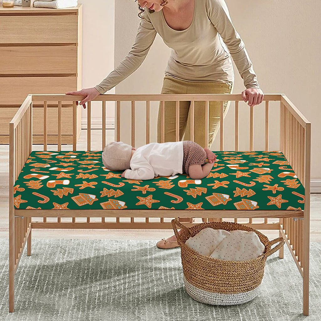 Gingerbread Cookies Pattern Print Baby Crib Sheet
