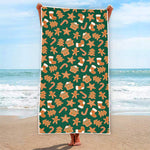 Gingerbread Cookies Pattern Print Beach Towel