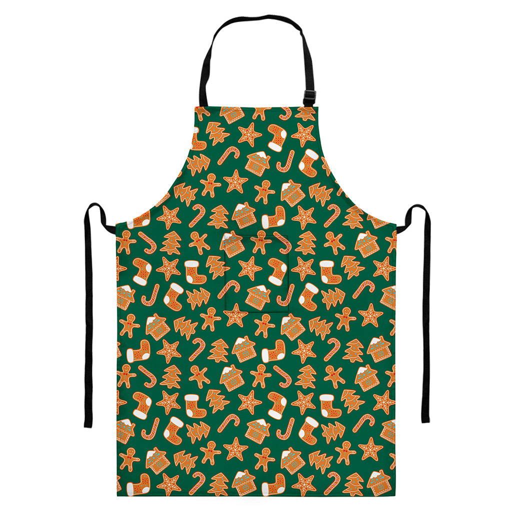 Gingerbread Cookies Pattern Print Bib Apron With Pocket