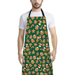 Gingerbread Cookies Pattern Print Bib Apron With Pocket