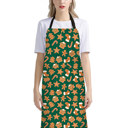 Gingerbread Cookies Pattern Print Bib Apron With Pocket