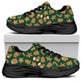 Gingerbread Cookies Pattern Print Black Chunky Shoes