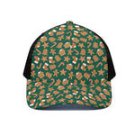 Gingerbread Cookies Pattern Print Black Mesh Trucker Cap