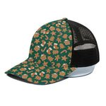 Gingerbread Cookies Pattern Print Black Mesh Trucker Cap